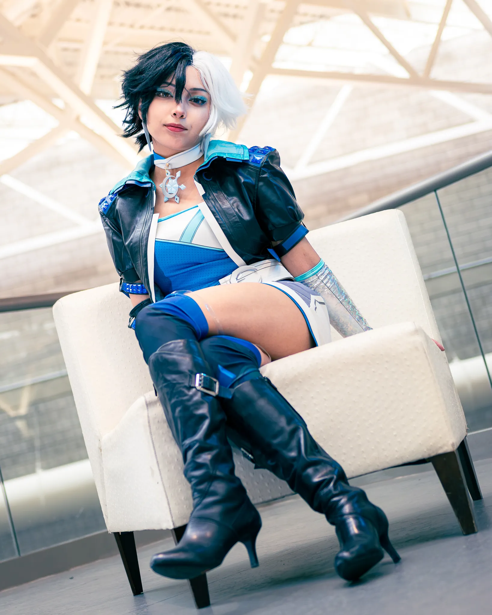 A cosplayer featuring Luna Snow from the game: Marvel Rivals.